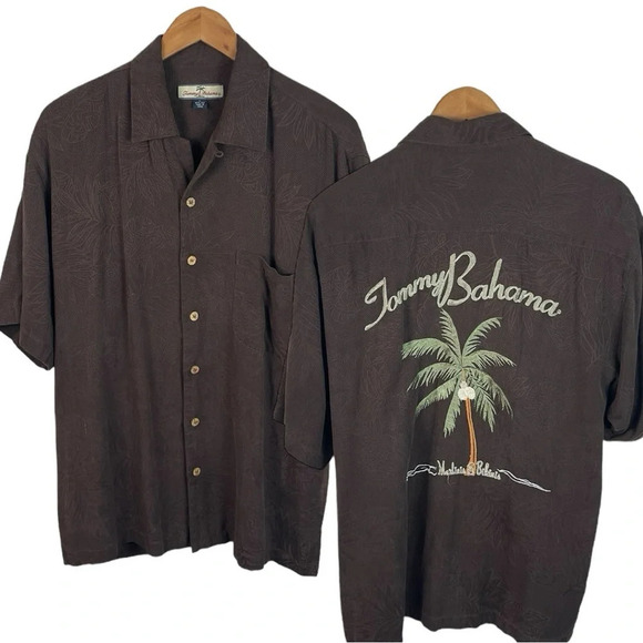 Tommy Bahama Other - BF628 Men’s Tommy Bahama 100% SILK Casual Palm Tree Beach Button Down Shirt L